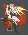  anthro armor canine clothed clothing cybernetics looking_at_viewer machine male mammal mercy_(overwatch) overwatch rorr smile solo video_games wings 