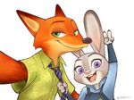  2016 anthro canine chigico_u disney duo female fox fur judy_hopps lagomorph male mammal nick_wilde rabbit zootopia 