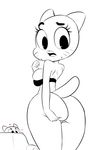  2016 anthro big_breasts bottomless breasts butt butt_grab cartoon_network cat clothed clothing feline female fur hand_on_butt hearlesssoul looking_back mammal mature_female mother nicole_watterson parent pussy solo surprise the_amazing_world_of_gumball thick_thighs wide_hips 
