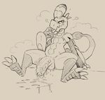  after_orgasm balls blush bumped_penis cum cum_drip cum_string cum_taste daftpatriot dripping flaccid front_view hakamo-o half-erect humanoid_penis looking_at_viewer male nintendo partially_retracted_foreskin penis pok&eacute;mon scalie semi-anthro sitting solo spread_legs spreading tongue tongue_out uncut video_games 