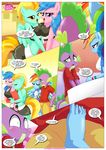  2016 anthro bbmbbf breasts clothing comic dialogue dragon female friendship_is_magic green_eyes lightning_dust_(mlp) male my_little_pony purple_eyes rainbow_dash_(mlp) smile spike_(mlp) waiter wings 