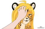  animated anthro blonde_hair caress cheetah cute disembodied_hand evov1 eyelashes eyes_closed feline female hair inner_ear_fluff mammal mihari orange_eyes petting simple_background smile white_background 