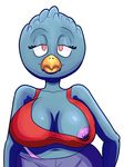  2016 alpha_channel areola avian bedroom_eyes big_breasts bird breasts busty_bird clothed clothing corvid crow female half-closed_eyes looking_at_viewer midriff nipples seductive shorts simple_background smile solo tgtf234 thong transparent_background 
