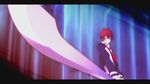  alternate_eye_color blazblue brown_hair higuchi_konomi kagari_touya male_focus necktie red_eyes red_hair school_uniform solo sunrise_stance sword weapon xblaze xblaze_code:_embryo 