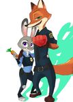  2016 anthro canine disney duo female fox fur judy_hopps lagomorph male mammal motsuko8 nick_wilde rabbit zootopia 