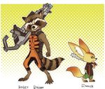  2016 anthro canine disney duo fennec finnick fox fur guardians_of_the_galaxy male mammal marvel oibib raccoon rocket_raccoon zootopia 