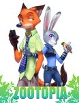  2016 anthro canine disney duo female fox fur green_eyes judy_hopps lagomorph male mammal nick_wilde police purple_eyes rabbit raizinndx zootopia 