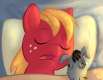  1trick 2016 big_macintosh_(mlp) equine eyes_closed feral freckles friendship_is_magic horse mammal my_little_pony open_mouth pillow plushie pony sleeping smartypants_(mlp) solo 