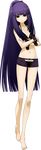  amanohokosaka_mei belt blazblue crossed_arms full_body higuchi_konomi long_hair pale_skin ponytail purple_eyes purple_hair short_shorts shorts solo swimsuit tied_hair transparent_background very_long_hair xblaze 