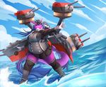  2016 belly big_belly big_breasts blue_hair boat breasts canine clothing detailed detailed_background determined digital_media_(artwork) female fox frown fur hair hat invalid_tag long_hair mammal marine micky ocaritna open_mouth outside overweight pose purple_eyes purple_fur sea standing vehicle water 