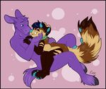  anthro caprine duo featureless_crotch fur goat hair hybrid male mammal mustelid nude otter rorr simple_background smile 