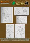  2016 advertisement alpaca animal_crossing anthro blush breasts camelid canine clothed clothing comic dog female female/female inside isabelle_(animal_crossing) looking_at_viewer mammal monochrome nintendo nipples patreon preview reese_(animal_crossing) sketch skirt smile taviturnip teaser topless traditional_media_(artwork) video_games 