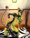  2016 anthro bdsm bone brown_fur bulge cheetah claws clothed clothing collar digital_drawing_(artwork) digital_media_(artwork) feline fur hand_on_butt harness kneeling leash long_tail looking_at_viewer male mammal multicolored_fur ookamiwoof petplay puppyplay roleplay rubber shiny skinsuit solo tight_clothing toe_claws yellow_eyes yellow_fur 
