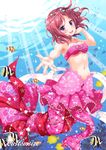  :d animal_print bikini_top breasts butterflyfish circle_name circlet clownfish commentary_request coral earrings fish_print freediving hand_in_hair jewelry light_rays looking_at_viewer love_live! love_live!_school_idol_festival love_live!_school_idol_project medium_breasts mermaid_costume midriff navel nishikino_maki open_mouth outstretched_hand purple_eyes red_hair sakurai_makoto_(custom_size) seashell shell smile solo star star_print sunbeam sunlight surgeonfish swimming underwater 