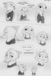  2016 anthro black_and_white canine clothed clothing comic dialogue disney duo english_text female fox fur hi_res judy_hopps lagomorph male mammal monochrome nick_wilde rabbit smile sprinkah text zootopia 