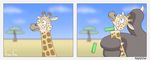  blurred_background cloud giraffe mammal mrfarrow pez_dispenser tree 
