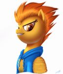  2016 amber_eyes clothed clothing equine feathered_wings feathers female feral friendship_is_magic fur grin hair jeki looking_at_viewer mammal my_little_pony orange_feathers orange_fur orange_hair pegasus simple_background solo spitfire_(mlp) white_background wings wonderbolts_(mlp) 