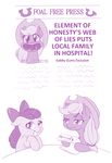  2016 apple apple_bloom_(mlp) applejack_(mlp) cowboy_hat dstears duo earth_pony english_text equine female feral food friendship_is_magic fruit fur hair hair_bow hair_ribbon hat horse mammal my_little_pony pony ribbons sibling simple_background sisters text white_background 