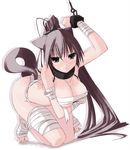  aka_ume animal_ears bandages barefoot bdsm bondage bound bound_wrists breasts cat_ears chain cleavage collar fundoshi japanese_clothes large_breasts original sarashi slave solo tail 