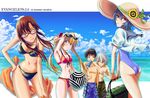  3girls adjusting_hair angel_(evangelion) armpits ass ayanami_rei bag ball beach beachball bikini bikini_under_clothes blue_eyes blue_hair breasts brown_hair can cloud day evangelion:_2.0_you_can_(not)_advance eyewear_on_head front-tie_top glasses green_eyes hair_ornament hairclip handbag hat ikari_shinji kaeru_(kaerism) large_breasts leaning_forward leliel long_hair looking_back makinami_mari_illustrious medium_breasts multiple_boys multiple_girls nagisa_kaworu neon_genesis_evangelion ocean one-piece_swimsuit one_eye_closed orange_hair outdoors rebuild_of_evangelion red_eyes shikinami_asuka_langley short_hair souryuu_asuka_langley sun_hat sunglasses swimsuit swimsuit_under_clothes twintails 