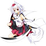  animal_ears bad_id bad_pixiv_id detached_sleeves hat highres inubashiri_momiji light_smile red_eyes shirokitsune short_hair silver_hair solo sword tail tokin_hat touhou transparent_background weapon wolf_ears wolf_tail 