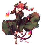  animal_ears bad_id bad_pixiv_id braid cat_ears cat_tail full_body highres ibara_riato kaenbyou_rin multiple_tails red_eyes red_hair short_hair solo tail touhou transparent_background twin_braids twintails 