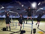  bad_id bad_pixiv_id bag bucket building city cityscape cloud fireworks light lights multiple_girls night original playground scarf school_uniform shiira sky sparkler star_(sky) starry_sky swing 