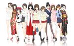  breasts chihaya_(clothing) china_dress chinese_clothes daimonji_emi daimonji_saki daimonji_yu doctor dress everyone flight_attendant glasses happoubi_jin hayakawa_izumi hexagon high_heels highres hiroishi_rin honma_natsume iseshima_aya japanese_clothes kakisaki_rei kazuki_miko kimono large_breasts legs maid medium_breasts miko multiple_girls non-web_source nurse pantyhose pencil_skirt plaid plaid_skirt pleated_skirt police police_uniform policewoman ryu_getsurei school_uniform seigaiha shoes side_slit skirt skirt_tug small_breasts stewardess suma_azusa teacher thighhighs uniform wallpaper zettai_ryouiki zettai_shougeki 