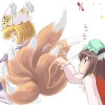  animal_ears blonde_hair brown_eyes brown_hair cat_ears catgirl chen female fox_ears foxgirl game hat kitsunemimi kyubimimi lilyran lowres nekomata nekomimi ran short_hair touhou yakumo_ran 