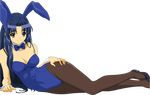  absurdres animal_ears arm_support asakura_ryouko bare_shoulders black_footwear black_legwear blue_bow blue_eyes blue_hair blue_hairband blue_leotard blue_neckwear bow bowtie breasts bunny_ears bunnysuit cleavage closed_mouth detached_collar eyebrows_visible_through_hair fake_animal_ears full_body hairband hand_on_hip high_heels highres hips ikeda_shouko legs legs_together leotard light_smile long_hair long_legs looking_at_viewer medium_breasts official_art pantyhose shiny shiny_hair shoes smile solo strapless strapless_leotard suzumiya_haruhi_no_yuuutsu thick_eyebrows transparent_background vector_trace very_long_hair wrist_cuffs 