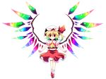  absurdres alternate_wings bell_(oppore_coppore) blonde_hair flandre_scarlet full_body gradient_hair hat hat_ribbon highres multicolored_hair ponytail red_eyes ribbon short_hair side_ponytail solo standing touhou transparent_background wings 