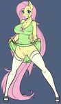  2016 absurd_res anthro anthrofied big_breasts blush breasts cleavage clitoris clothed clothing clothing_lift colored dress dress_lift edit equine eyelashes feathered_wings feathers female flashing fluttershy_(mlp) footwear friendship_is_magic grey_background grin hair hi_res leaking legwear long_hair looking_at_viewer mammal messy my_little_pony pegasus pose pussy pussy_juice scorpdk shoes simple_background solo spread_legs spreading stockings surprise sweat sweatdrop thigh_highs wings 