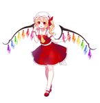  arm_garter ascot blann blonde_hair bow fang flandre_scarlet frilled_hat frilled_shirt_collar frilled_skirt frills full_body hair_bow hat hat_bow hat_ribbon highres mary_janes md5_mismatch mob_cap open_mouth puffy_short_sleeves puffy_sleeves red_bow red_eyes red_footwear red_ribbon red_skirt red_vest ribbon shoes short_sleeves side_ponytail simple_background skirt smile solo touhou vest white_background white_hat white_legwear wings wrist_cuffs 