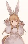  :3 animal_ears blonde_hair blush_stickers brown_eyes bunny_ears claws closed_mouth cosplay final_fantasy final_fantasy_xiv junwool lalafell long_hair looking_at_viewer paws pointy_ears simple_background sketch solo tiara wings 