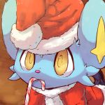  ambiguous_gender black_fur blue_fur candy candy_cane christmas clothed clothed_feral clothing cute_fangs ears_up felid feline feral festive fluffy food fur happy hat holidays looking_at_viewer mammal nintendo open_mouth pink_nose plattyneko pok&eacute;mon pok&eacute;mon_(species) santa_hat shinx snout solo thin_tail video_games yellow_eyes 
