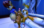  2016 3d_(artwork) anthro areola balls big_breasts breasts canine chipmunk digital_media_(artwork) duo erect_nipples erection female fox hot_dogging huge_breasts male mammal miles_prower nipples nude penis rodent sally_acorn sex sonic_(series) toxictigerex 