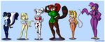  2016 abs absurd_res anthro areola areola_slip avian big_breasts bikini bird blu3danny breasts canine cleavage clothed clothing dog female group hi_res mammal marsupial muscular muscular_female opossum red_panda skunk swimsuit 