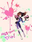  animal_print arched_back artist_name bangs bodysuit boots bracer breasts brown_eyes brown_hair bunny_print character_name charm_(object) d.va_(overwatch) dual_wielding emblem eyebrows facial_mark finger_on_trigger full_body gloves gun handgun hands_up headphones heart hetchi holding holding_gun holding_weapon korean leaning_forward legs_apart logo long_hair long_sleeves medium_breasts overwatch pauldrons pilot_suit pointing ribbed_bodysuit shoulder_pads skin_tight smile solo thigh_boots thigh_strap thighhighs turtleneck weapon whisker_markings white_footwear white_gloves 