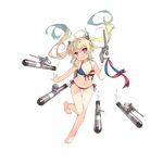  ahoge albacore_(zhan_jian_shao_nyu) american_flag_bikini aqua_hair armpits bikini blonde_hair breasts bubble cannon closed_mouth collarbone eyebrows eyebrows_visible_through_hair fang flag_print front-tie_bikini front-tie_top full_body gradient_hair holding holding_weapon long_hair looking_at_viewer machinery multicolored multicolored_hair multicolored_ribbon nail_polish navel official_art pink_eyes remodel_(zhan_jian_shao_nyu) ribbon rigging saru side-tie_bikini small_breasts solo standing standing_on_one_leg swimsuit torpedo transparent_background trigger_discipline twintails weapon zhan_jian_shao_nyu 