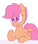  cub equine female feral friendship_is_magic hair_over_eyes mammal mr-degration my_little_pony open_mouth pegasus scootaloo_(mlp) solo wings young 