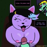  2018 anthro big_breasts bratty_(undertale) breasts cat catty_(undertale) duo feline female female_focus male male/female mammal masturbation melodyburst nipples nude penile_masturbation penis slightly_chubby solo_focus tongue tongue_out undertale video_games 