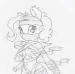  4_fingers anthro breasts dfectivedvice earth_pony equine eyelashes female friendship_is_magic fur hair halloween holidays horse looking_at_viewer mammal midriff monochrome my_little_pony navel pinkie_pie_(mlp) pony simple_background sketch solo standing traditional_media_(artwork) white_background wide_hips 