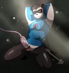  anthro athletic bdsm bear bondage bound clenched-teeth er4ection erection kneeling male mammal munks_(artist) panda penis penis_milking poking_out raised_arm solo spread_legs spreading straining superhero vein veiny_penis wince 