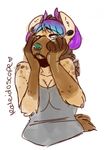  anthro clothed clothing crying female hyena mammal ojkaleidoscope simple_background sketch solo tears white_background 
