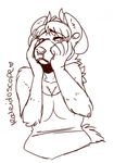  anthro clothed clothing crying female hyena mammal monochrome ojkaleidoscope simple_background sketch solo tears white_background 