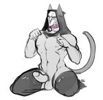  1boy animal_ears bara bell cock_ring collar erection male_focus muscle overwatch penis reaper_(overwatch) solo tail testicles 