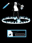  abstract_background animated_skeleton blue_eyes bone boss_monster clothing fire gaster_blaster glowing glowing_eyes jacket male melee_weapon sans_(undertale) silverspecs skeleton sword text undead undertale video_games weapon 