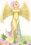  2012 anthro blue_eyes breasts cutie_mark equine eyelashes feathered_wings feathers female fluttershy_(mlp) friendship_is_magic hair looking_at_viewer mammal midriff my_little_pony navel pegasus pink_hair simple_background smile solo white_background wide_hips wings yellow_feathers z-lion 