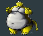  2016 3_toes 4_fingers anthro belly big_belly black_eyes claws clothed clothing countershade_tail countershade_torso countershading digital_media_(artwork) dragon ear_fins fin front_view full-length_portrait fundoshi grey_background horn hyper hyper_belly japanese_clothing macroceli_(artist) male mawashi multicolored_scales navel obese overweight overweight_male plantigrade portrait scales scalie signature simple_background solo spade_tail standing sumo toe_claws toes topless two_tone_scales two_tone_tail underwear white_countershading white_horn white_scales white_tail yellow_scales yellow_tail 