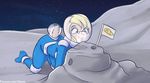  alasou blue_eyes caprine eyewear female glasses hair kneeling mammal moon sheep sky solo space spacesuit tongue white_hair 